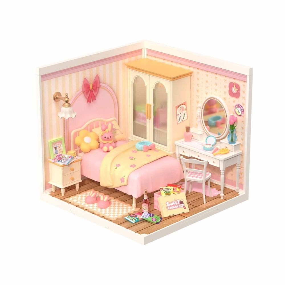 Miniaturhaus - Niedliches rosa Schlafzimmer