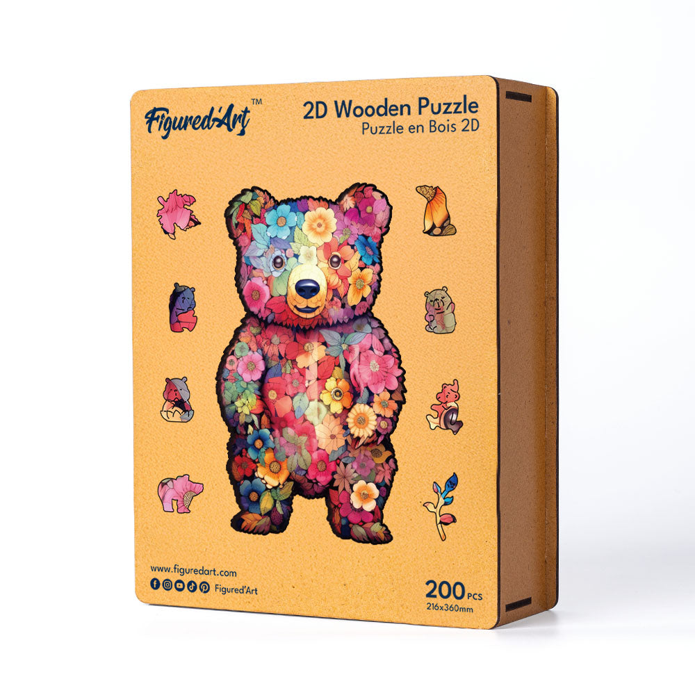 Wooden Puzzle - Floral Teddy Bear