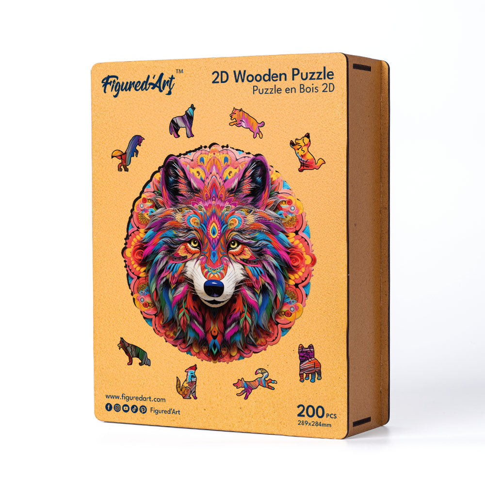 Wooden Puzzle - Vibrant Wolf