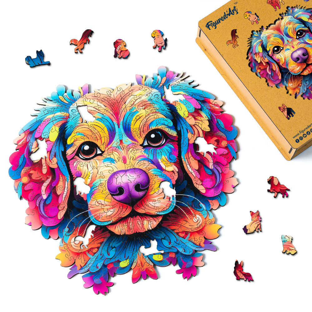 Wooden Puzzle - Colorful Dog Portrait