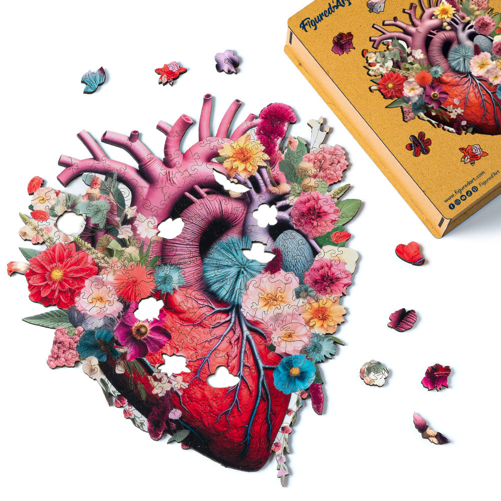 Wooden Puzzle - Floral Heart Anatomy