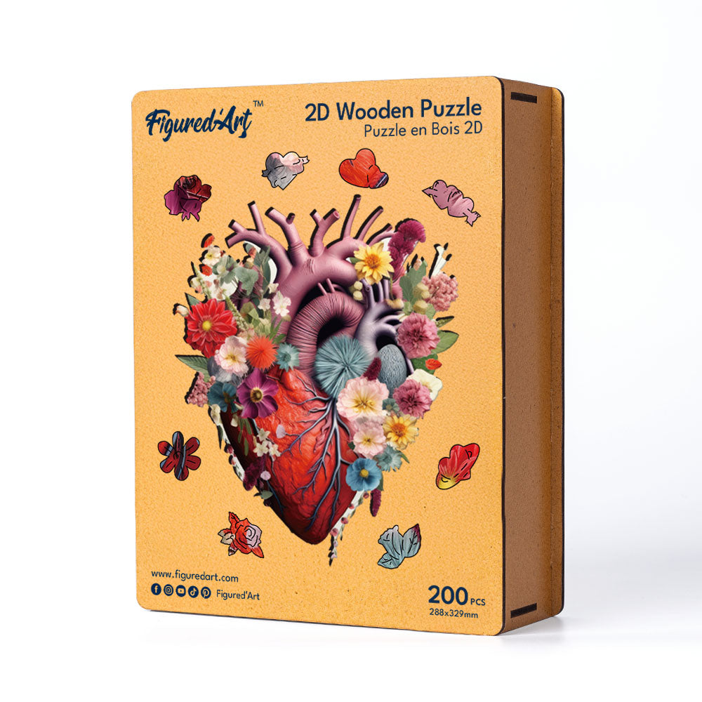 Wooden Puzzle - Floral Heart Anatomy