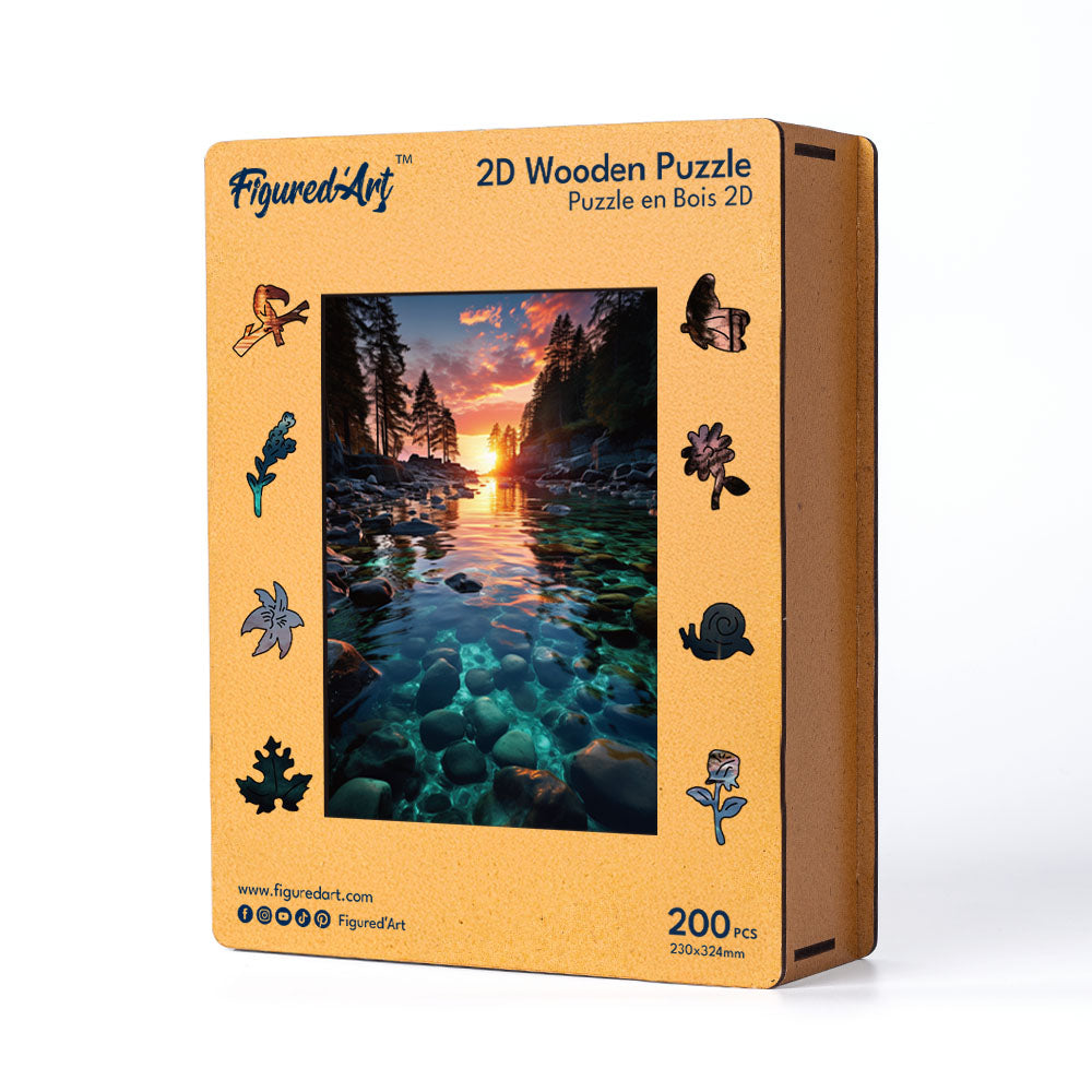 Puzzle in Legno Adulti - Tramonto su acque cristalline