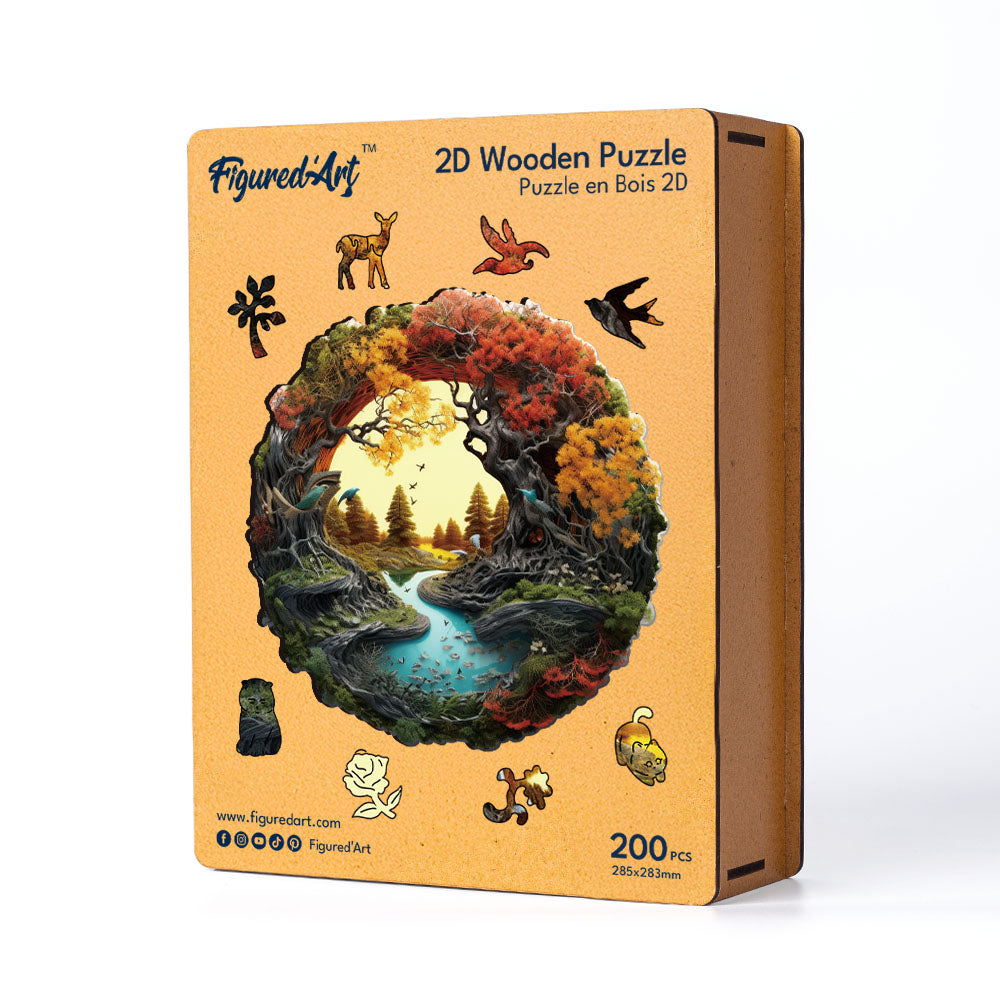 Puzzle in Legno Adulti - Fiume Autunnale