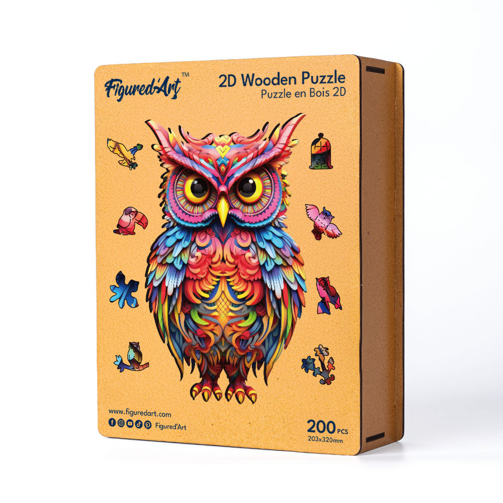 Puzzle in Legno Adulti - Gufo Multicolore