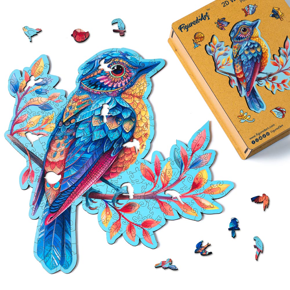 Wooden Puzzle - Blue Bird on Branch