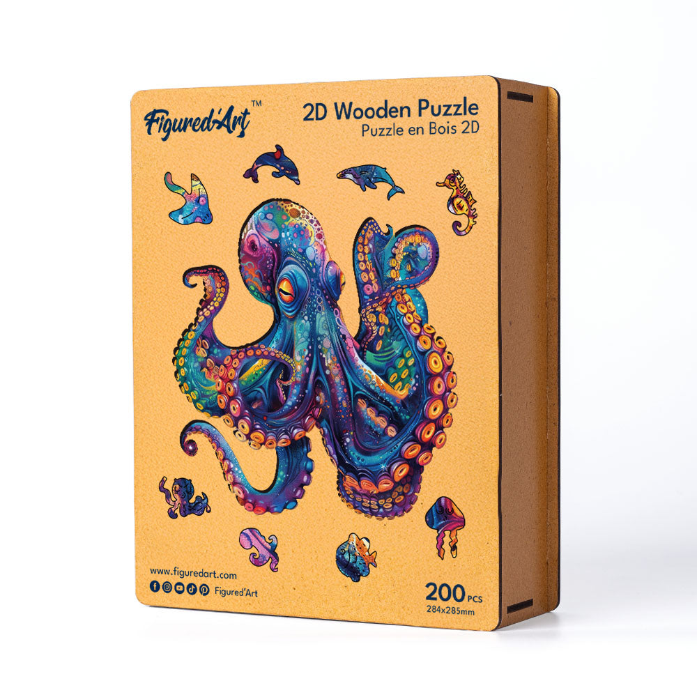 Wooden Puzzle - Colorful Octopus