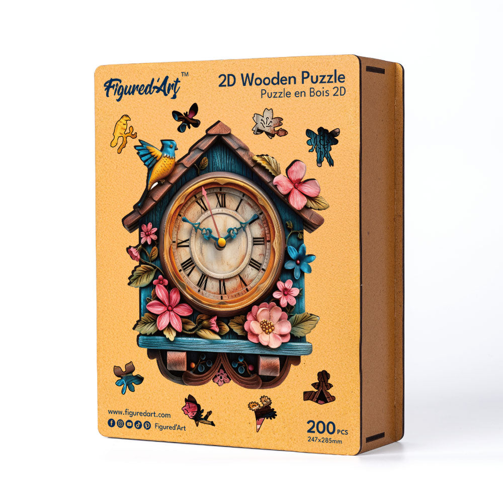 Puzzle in Legno Adulti - Orologio a cucù floreale