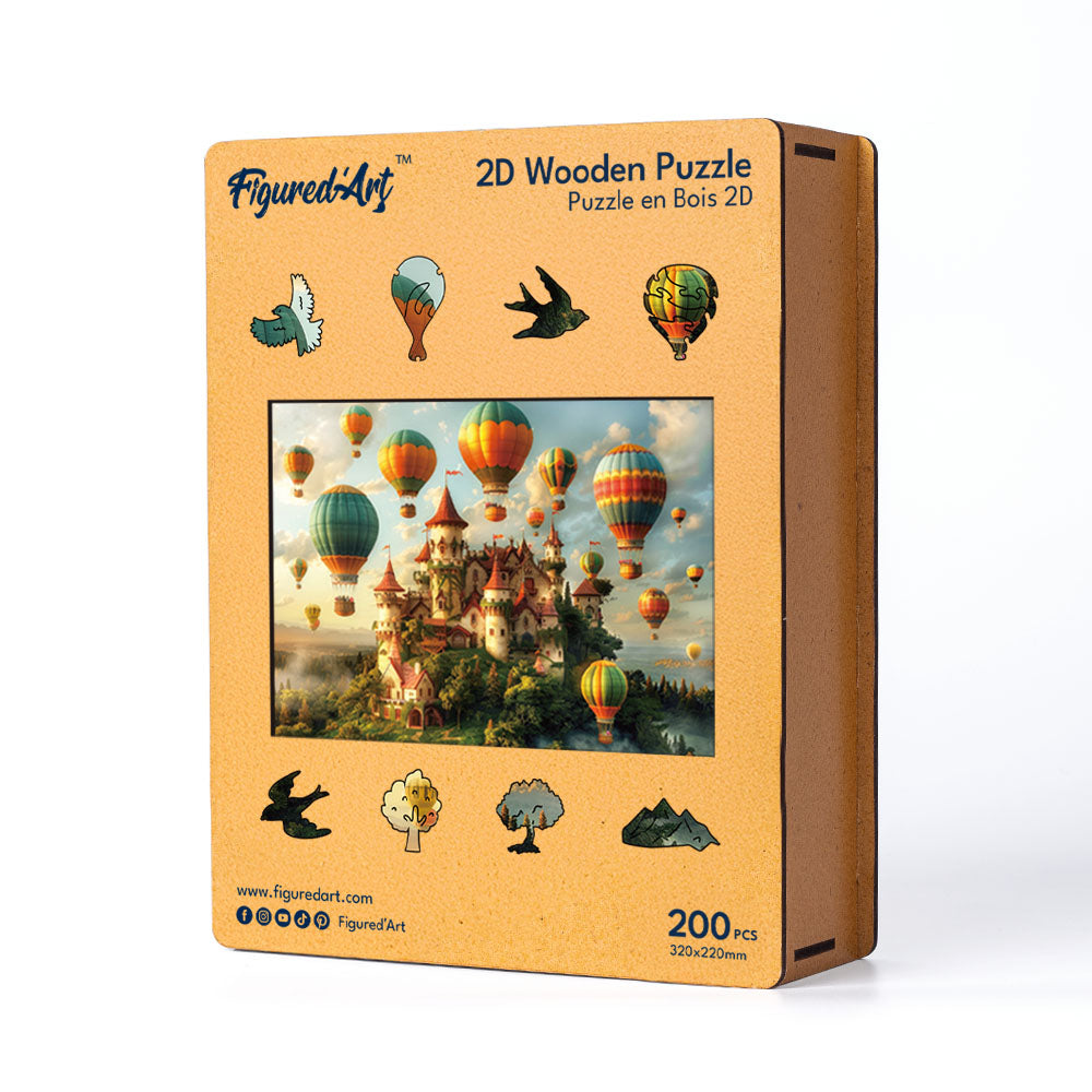 Wooden Puzzle - Castle with Hot Air Balloons