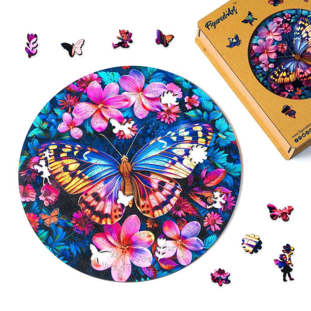 Wooden Puzzle - Butterfly with Flowers
