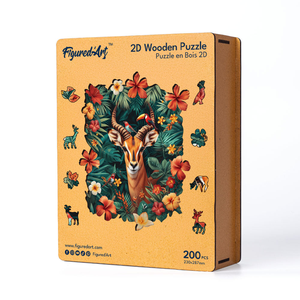 Wooden Puzzle - Giraffe with Flowers