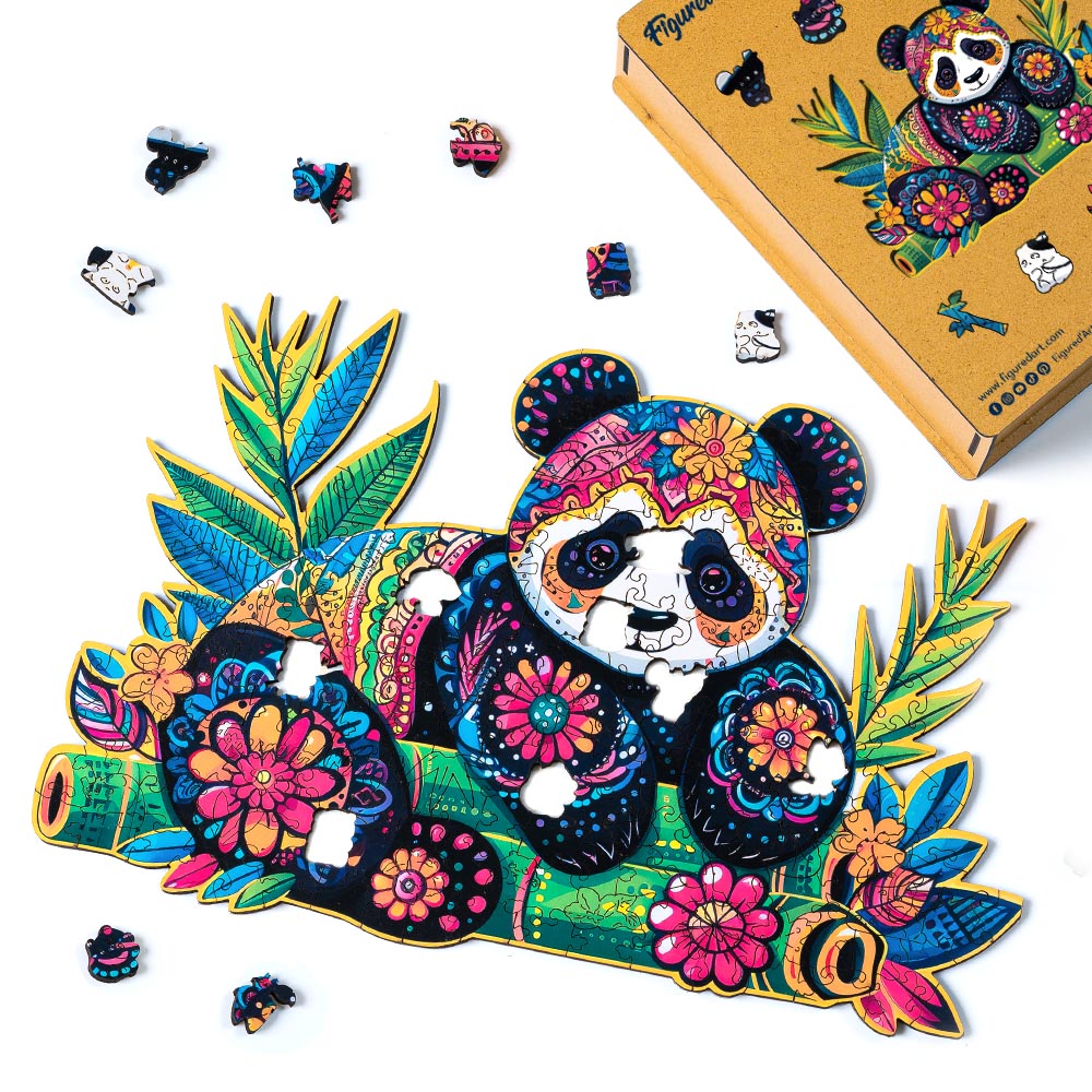 Wooden Puzzle - Floral Panda