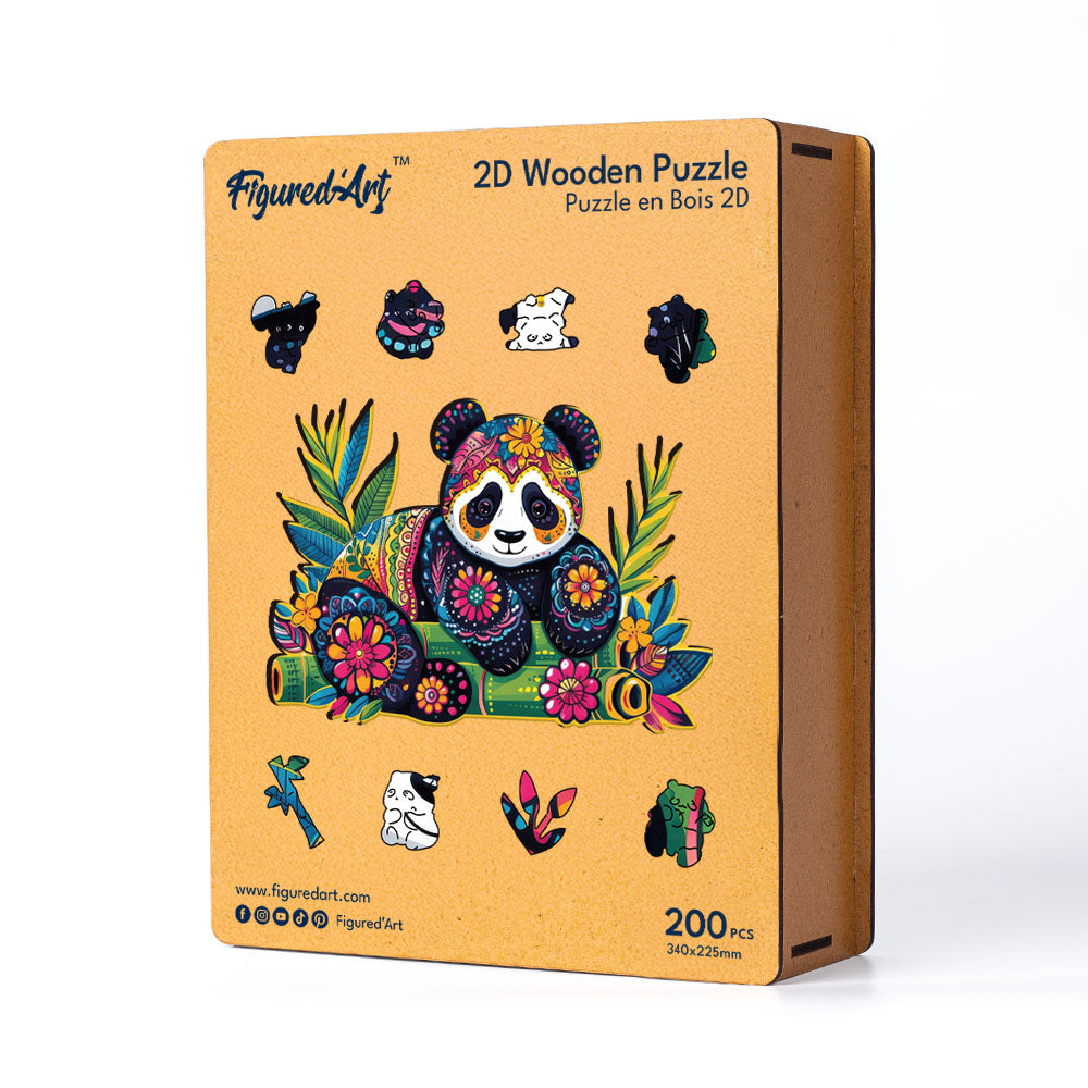 Wooden Puzzle - Floral Panda
