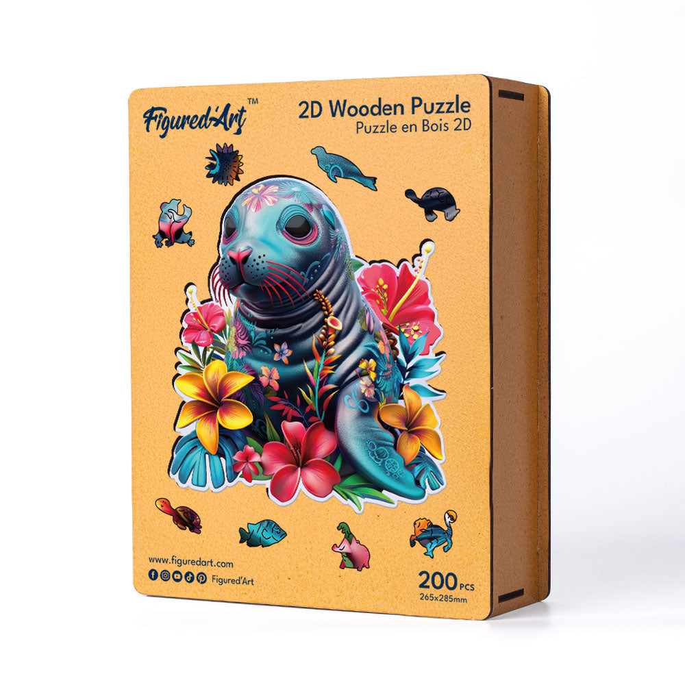 Puzzle in Legno Adulti - Foca e Fiori