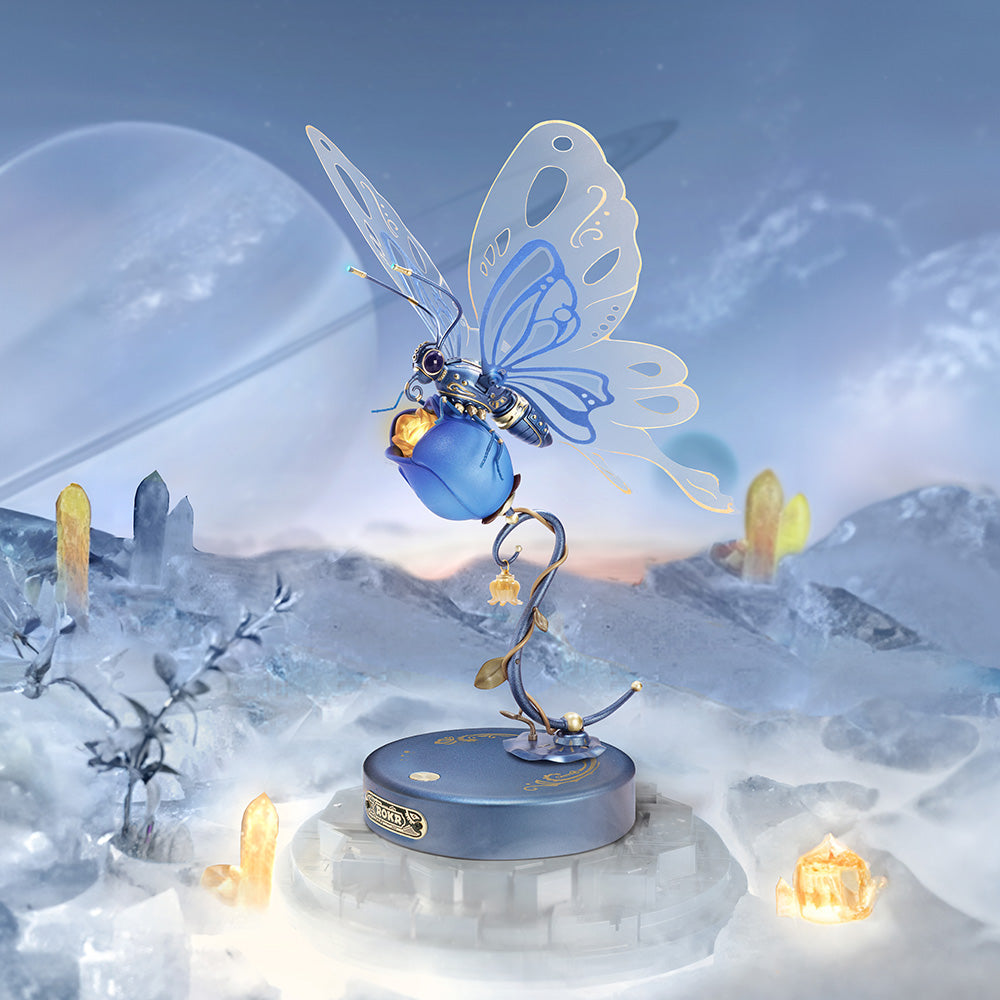 3D Puzzle - Butterfly and Blue Rose