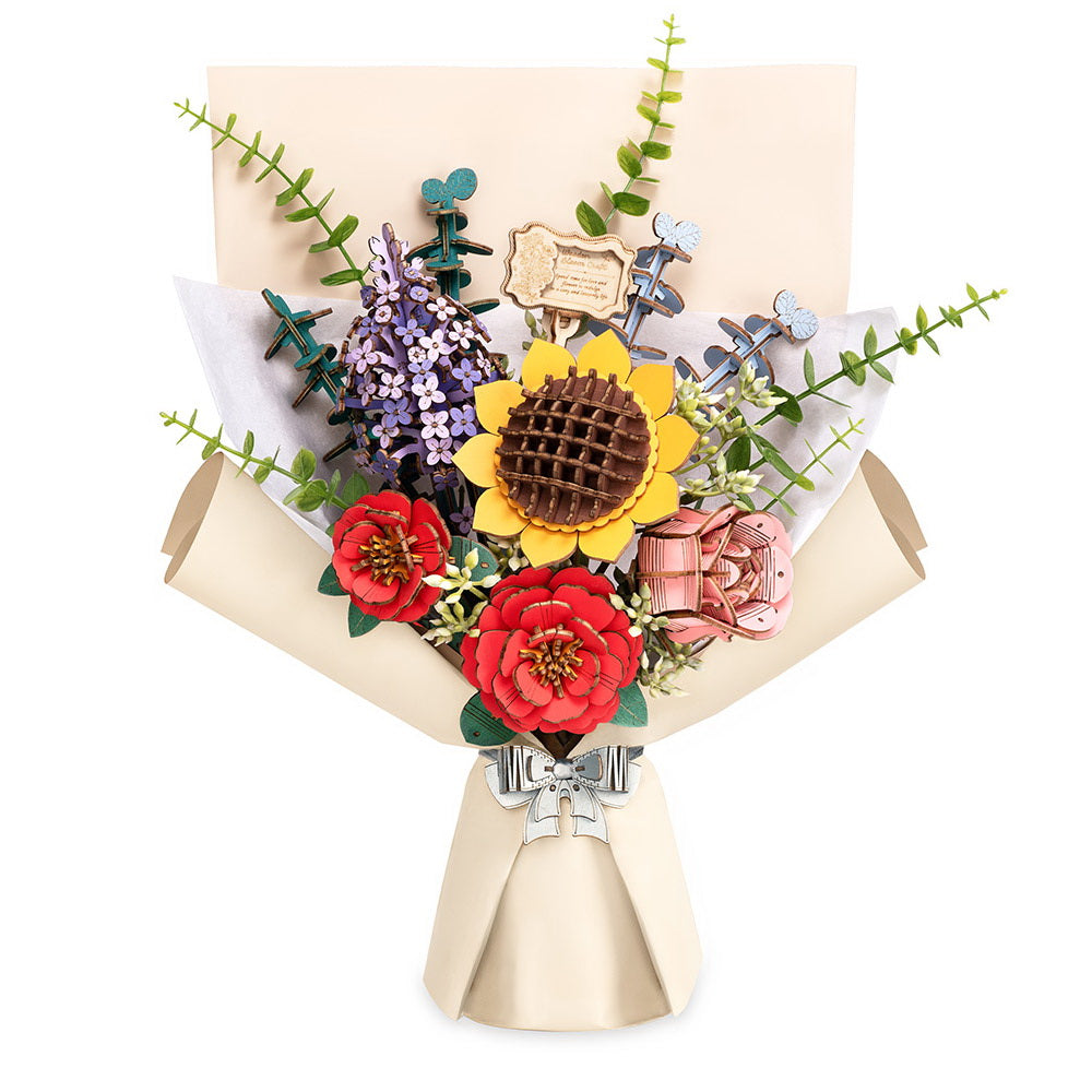 Puzzle 3D - Bouquet di fiori in legno