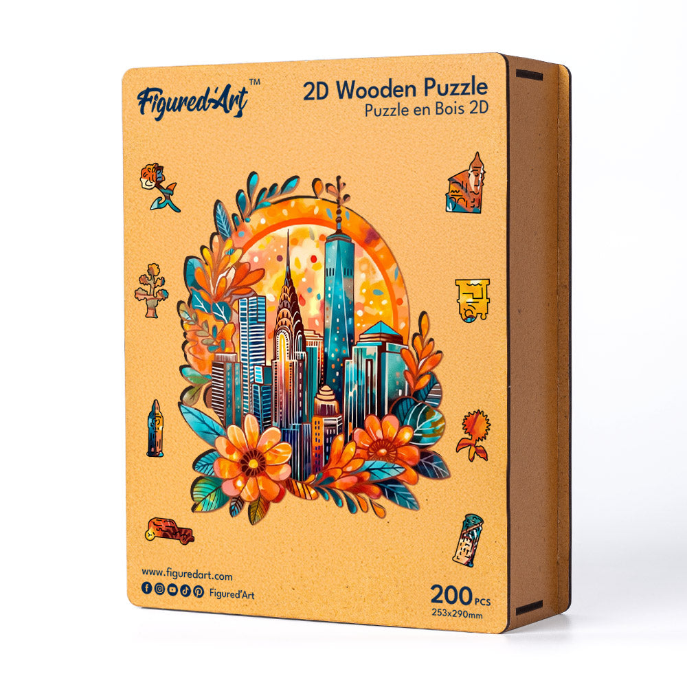 Wooden Puzzle - Floral Cityscape