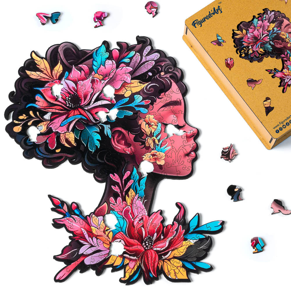 Wooden Puzzle - Floral Woman Portrait