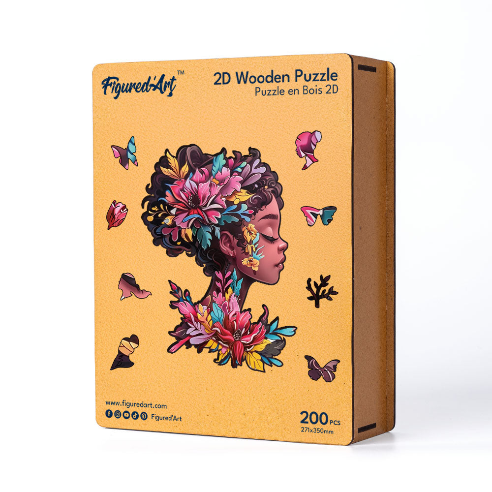Wooden Puzzle - Floral Woman Portrait