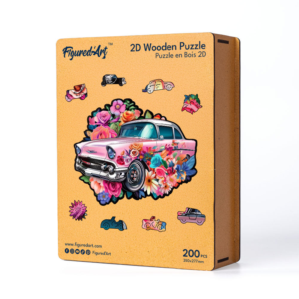 Wooden Puzzle - Vintage Floral Car