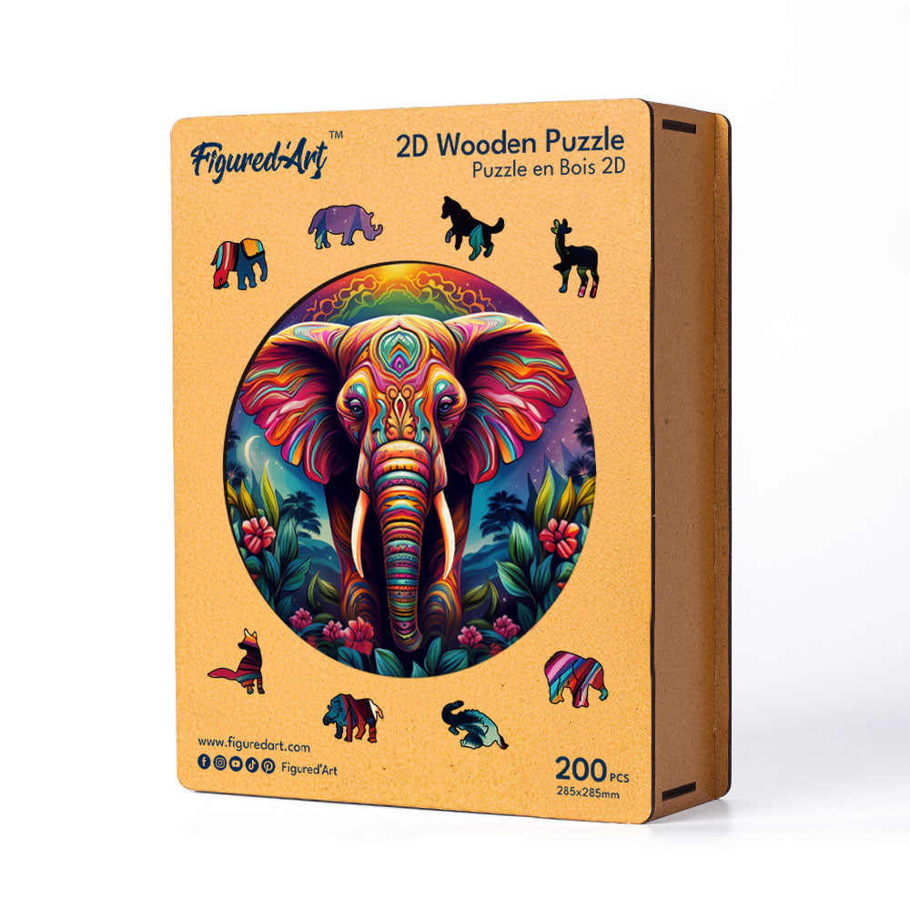 Puzzle en Bois Adulte - Éléphant Tribal