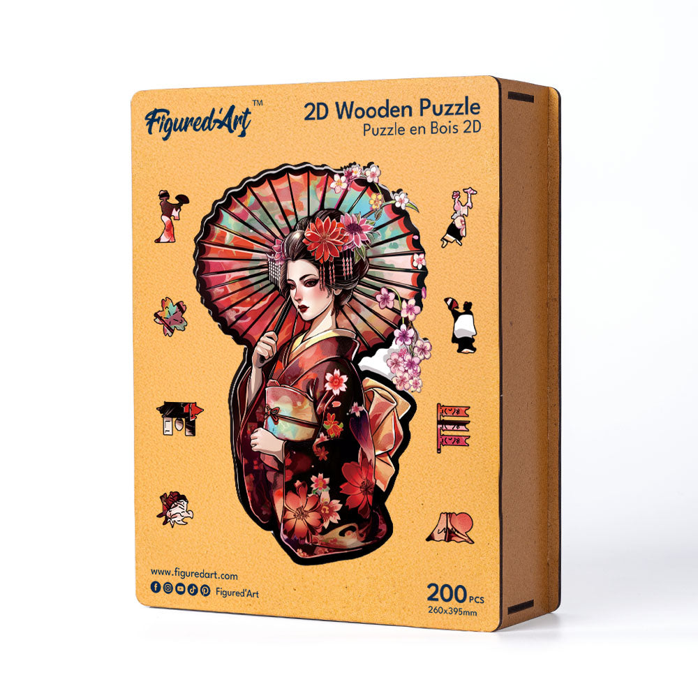 Wooden Puzzle - Geisha with Parasol