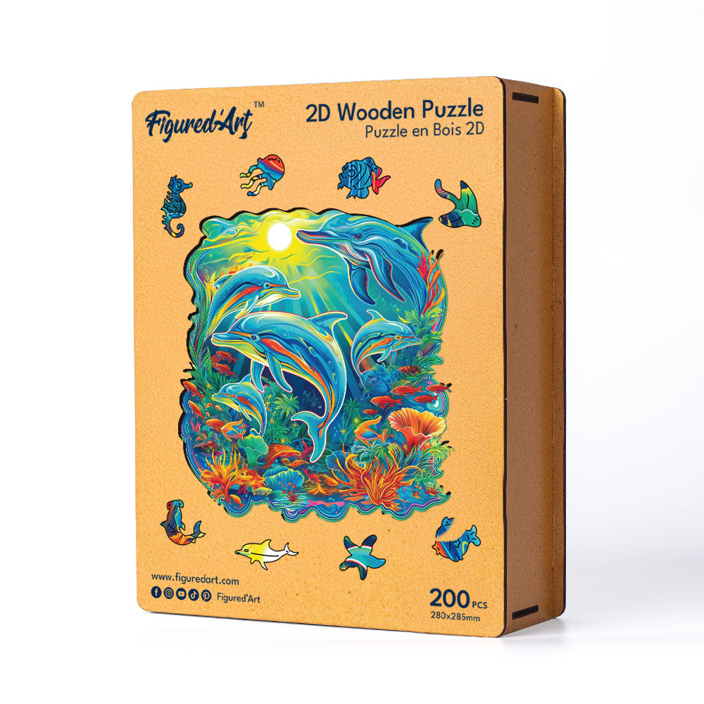 Wooden Puzzle - Dolphins in Coral Reef
